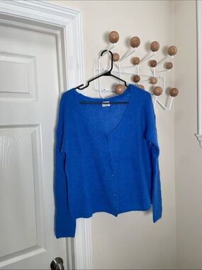 Aritzia - Wilfred - Mohair Alpaca Blend Button Down Cardigan - Blue M